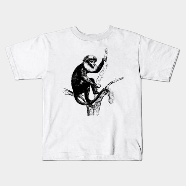 Primate Nature Drawing Kids T-Shirt by KnuckleTonic